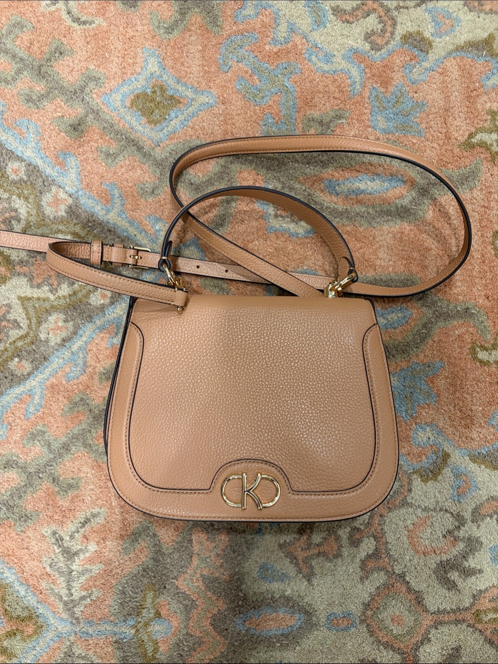 kate spade Pebbled Tan Leather Crossbody with Gold Logo